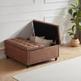 thumbnail image 3 of Kingfun 35.5" Large Square Ottoman Bench, Tufted Upholstered Coffee Table Ottoman with Storage, Oversized Ottomans Toy Box for Living Room Bedroom, Brown, 3 of 13