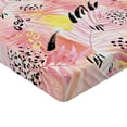 thumbnail image 4 of Ambesonne Tropical Vibes Fitted Sheet, Soft Colors Palm Art, Twin XL Size, Pale Pink Yellow Coral, 4 of 5