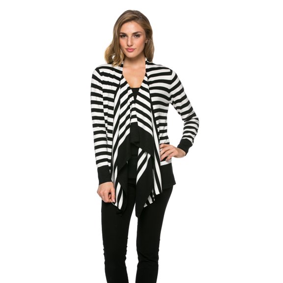 High Secret Women's Striped Lightweight Open Front Cardigan