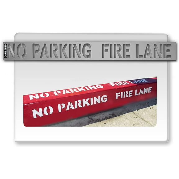 Curb N Sign Fire Lane Stencil - 4 Inch Premium No Parking Stencil for Customizing Curbs or Parking Lots - Reuseable Made in USA with Thick Premium Plastic for multisurfaces