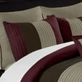 thumbnail image 2 of Chezmoi Collection Luxury Pleated Striped Comforter Set, Queen, Burgundy/Brown/Coffee, 8-Piece, 2 of 7