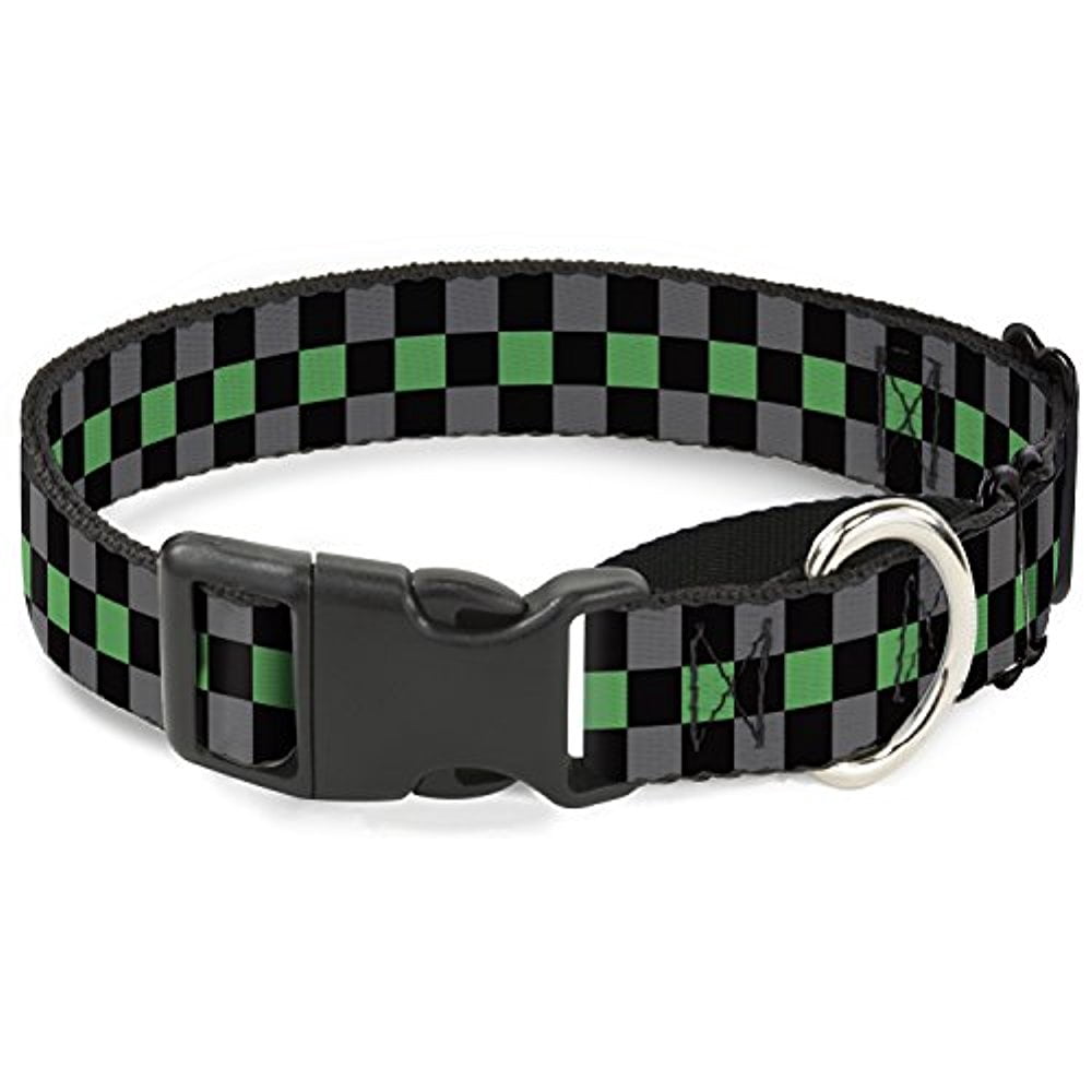 Buckle-Down Checker Black Gray 1 Green Martingale Dog Collar