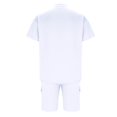 thumbnail image 4 of Ensemble Décontracté à Manches Courtes et Col Rond et Shorts à Taille Élastique avec Cordon pour Hommes, Mélange Coton Polyester, Noir, P, 4 of 8