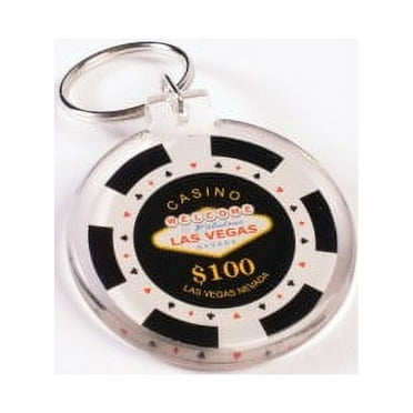 L.V.KEYCHAIN-$100 CHIP-BLACK 12 PACK