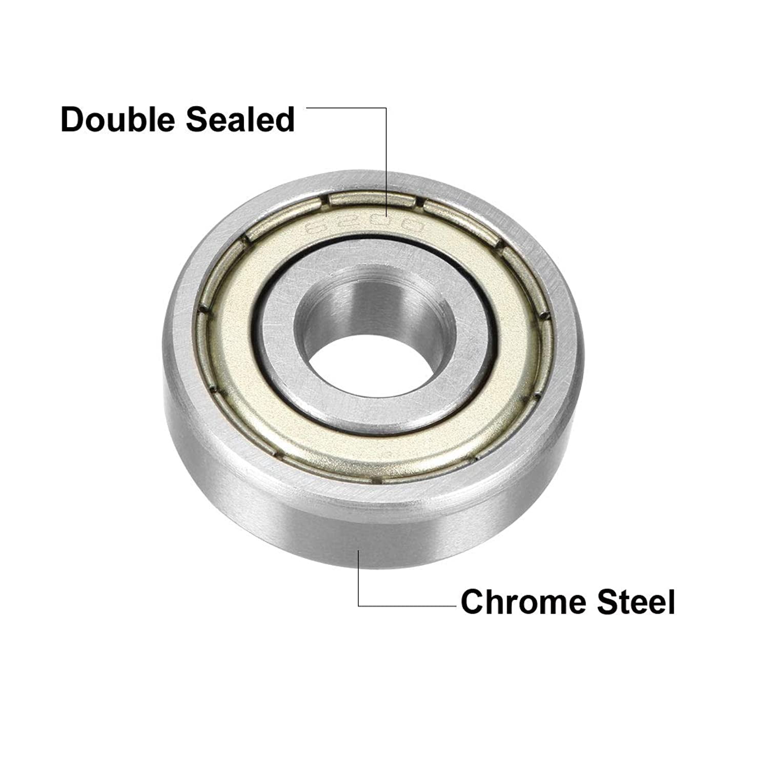 Pack of 1 10mm x 30mm x 9mm Chrome Steel Bearings uxcell 6200RS Deep Groove Ball Bearing Single Sealed 160200 Pack of 1 10mm x 30mm x 9mm Chrome Steel Bearings uxcell 6200RS Deep Groove Ball Bearing Single Sealed 160200