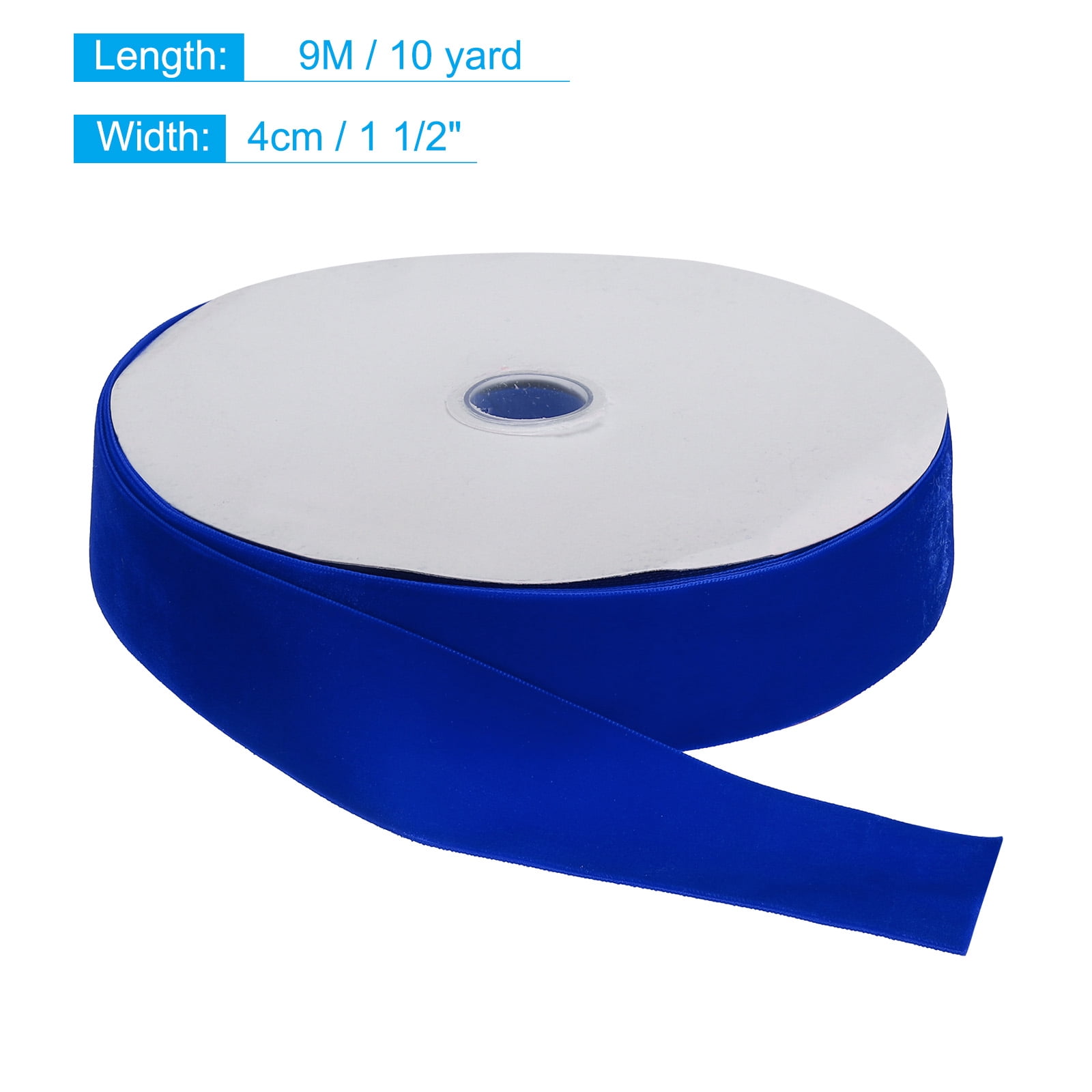 Uxcell Velvet Ribbon Single Face Spool Silky Velvet Fabric for DIY Crafts Gift Wrapping 1 1/2" x 10 Yard Bright Blue