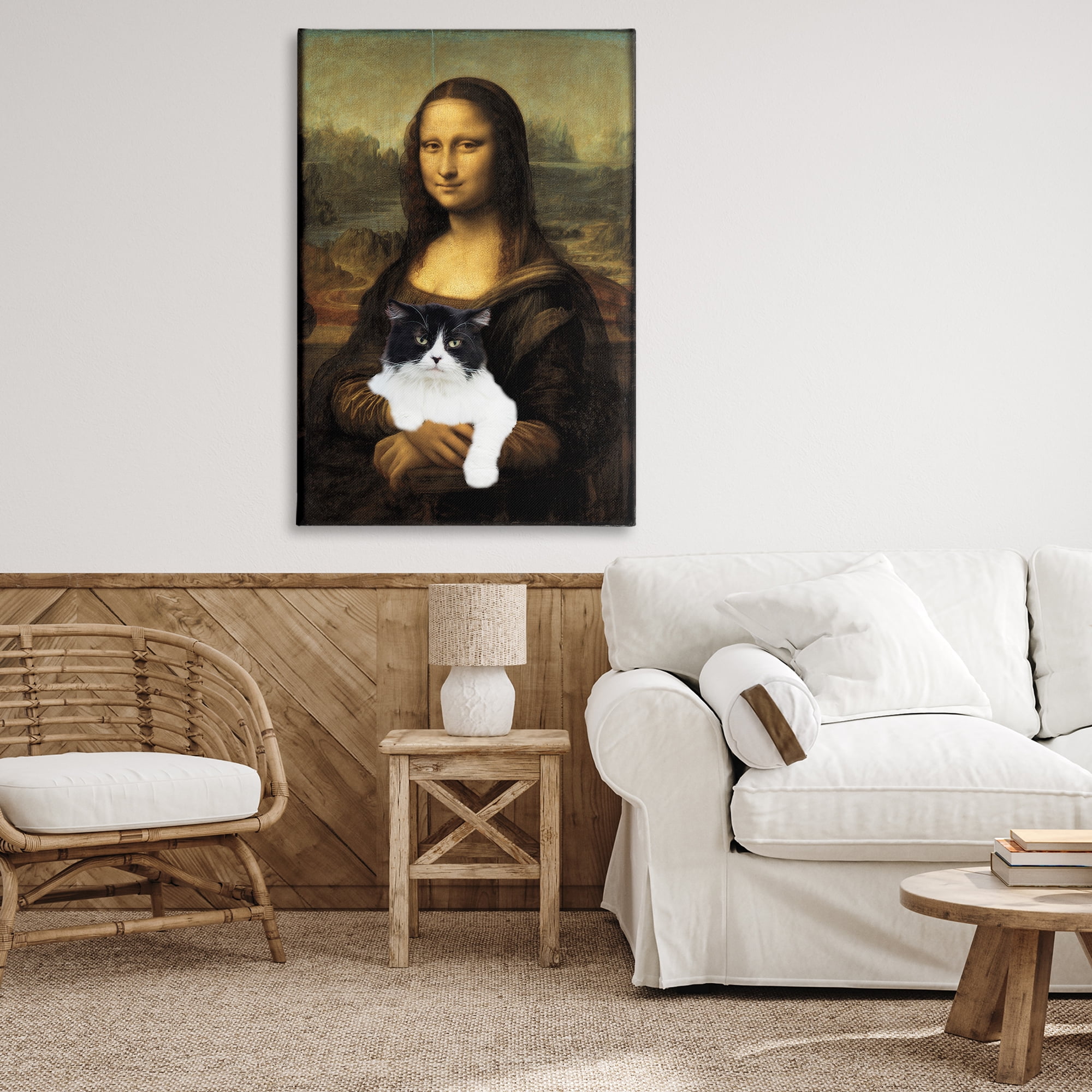 Mona Lisa Cat Lady Canvas Wall Art, design by Masters Redux