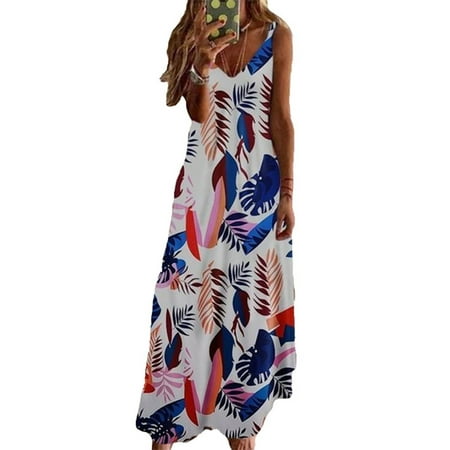 

UKAP Women Nightgown Summer Casual Floral Long Dress Spaghetti Strap Sleep Dress Nightshirt Pajamas Dress