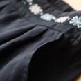 thumbnail image 5 of DuoJiaJ High Waist Embroidered Loose Fit Straight Leg Mid Thigh Shorts Casual Bohemian Style Blend Women Shorts Black L, 5 of 5