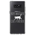 thumbnail image 1 of DistinctInk Clear Shockproof Hybrid Case for Samsung Galaxy Note 8 - TPU Bumper Acrylic Back Tempered Glass Screen Protector - Boys Whatever, Cats Forever, 1 of 5