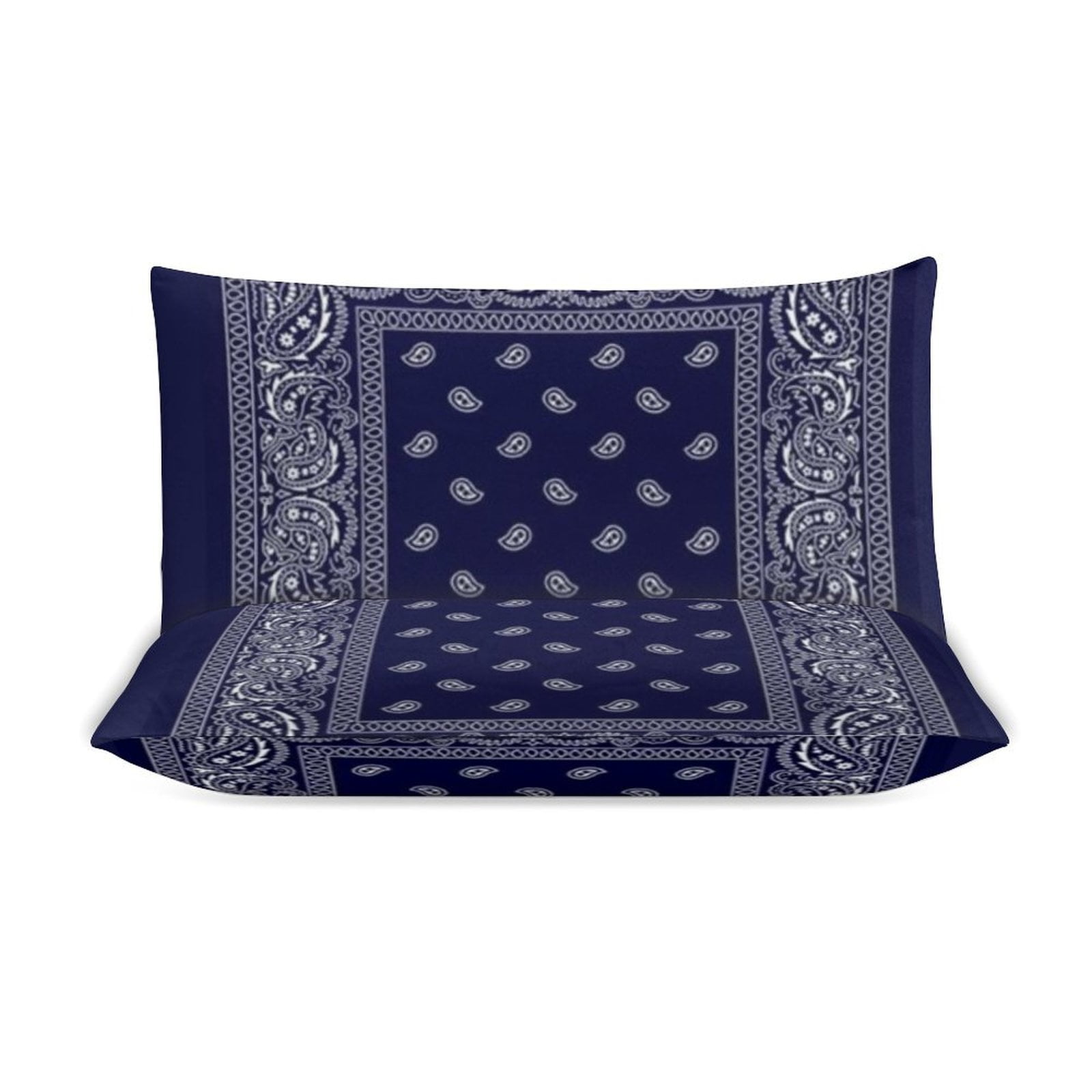 3 Pcs Soft Bedding Set, Includes 1 Duvet Cover with Zipper And 2 Pillow Shams,Bandana Blue King(102"×90")