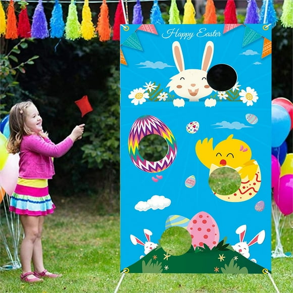 TIMIFIS Easter Bunny Game Hanging Flag Parent-child Party Activities Sandbag Flag