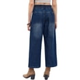thumbnail image 3 of High Waist Women Elastic Waist Casual Ankle Capris Straight Denim Pants Drawstring Jeans, 3 of 5