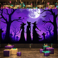 thumbnail image 5 of Spooky Halloween Banner Witch Theme Graveyard Scene for Halloween Party Outdoor Decoration Indoor Celebration, 5 of 9