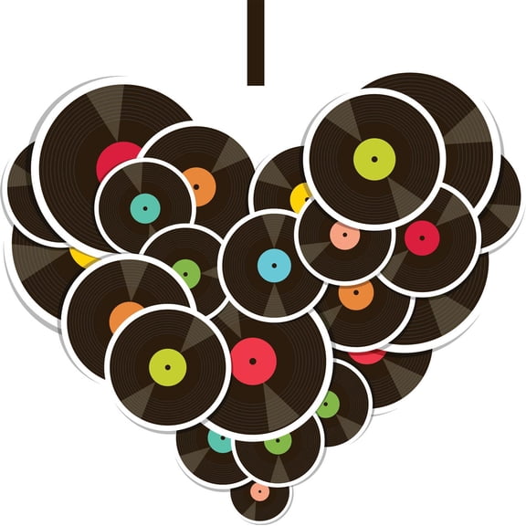 I Love Music Records Picture Art Mural Bedroom Teen Boy Girl Custom Wall Decal Vinyl Sticker 10 Inches X 10 Inches
