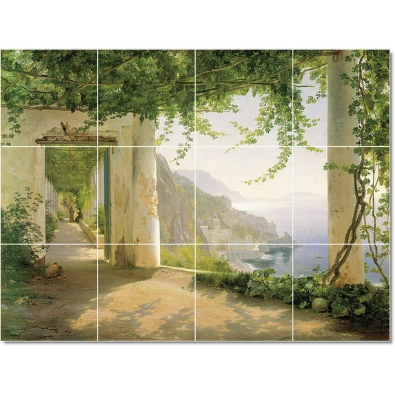 Ceramic Tile Mural-Carl Frederick Aagaard Landscapes Painting 162. 32" w x 24" h using (12) 8 x 8 ceramic tiles