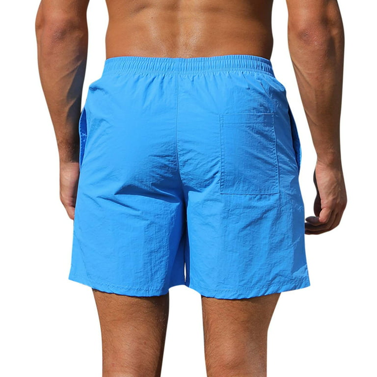kpoplk Men\'s Shorts,Men\'s Running Shorts Gym Workout Shorts for Men  Lightweight Sports Training with Zipper Pockets(Light Blue,M)