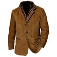 thumbnail image 1 of Men's Jacket Vintage Fleece Suede Jackets Fall Winter Outdoor Daily Blazer-good, 1 of 5
