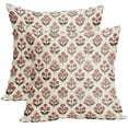 thumbnail image 2 of Linen Pillow Covers 18x18 Inches - Rust Red Terracotta Floral Block Print Throw Pillow Cover for Couch Sofa Decor (1 Pc), 2 of 4