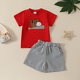 thumbnail image 2 of Fesfesfes Baby Girls' Fashion Clothes Girls' Casual Short Sleeve Round Neck Collar Solid Color Elastic Waist Short Pants Sets 0-3 Years(Red#3,2 Years), 2 of 9