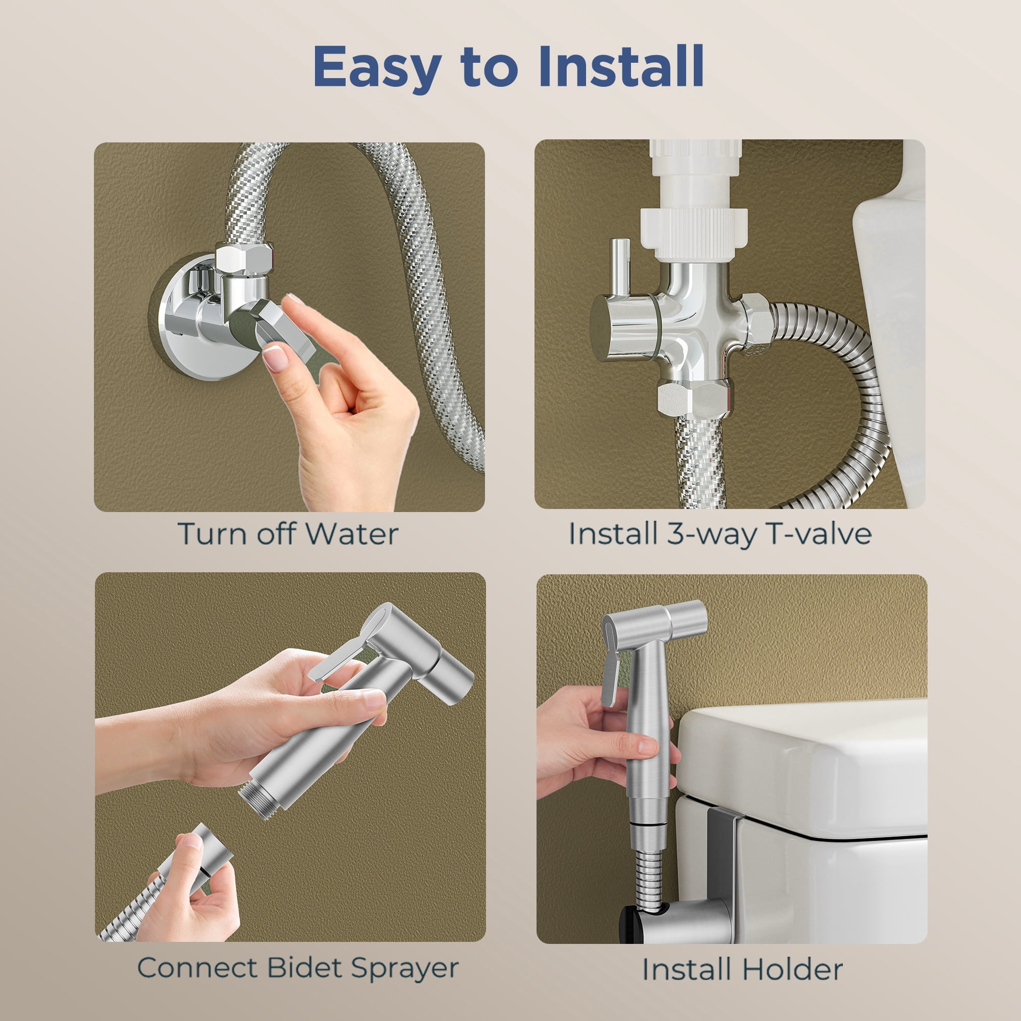 TVOFEK Handheld Bidet Sprayer for Toilet, Jet Spray Kit 2 Modes Adjustable Pressure, Bidet Attachment for Feminine Wash & Shower, Wall/Toilet Mount
