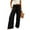 ☪156-Black, variant on Women's Solid Cotton Ruffle Waistband Loose Wide Leg Casual Pants - Relaxed Fit Trousers with Feminine Detail for Comfortable Everyday Wear