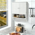 thumbnail image 2 of Costway Bathroom Wall Mounted Medicine Cabinet with Louvered Doors & Towel Bar White, 2 of 10