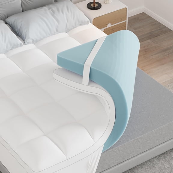 King Size Dual Layer 4 Inch Memory Foam Mattress Topper, 2 Inch Gel Memory Foam, 2 Inch Cooling Pillow Top Mattress Topper Cover, Soft Fluffy & Pressure Relief & Medium Support