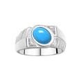 thumbnail image 1 of RYLOS Men's Rings Sterling Silver Cabochone Gemstone & Diamond Designer Turquoise Rings For Men Size 11, 1 of 7