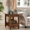 thumbnail image 3 of Leick Home 10907 Slatestone One Drawer Rustic Oak End Table, Distressed Rustic Oak, 3 of 18