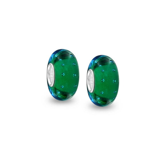 Bling Jewelry Womens Green Bubble Murano Glass Charm Bead Sterling Silver Fits European Bracelet
