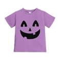 thumbnail image 2 of Kiijoy Little Girls Halloween T-Shirt Cute Pumpkin Short Sleeve Graphic Tee, Sizes 6-7, 2 of 4