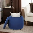 thumbnail image 4 of Homebeez Velvet Round Storage Ottoman, Footrest Stool With Removable Lid For Furniture Home Decoration,Navy Blue 17.5"D x 16.9"H, 4 of 6