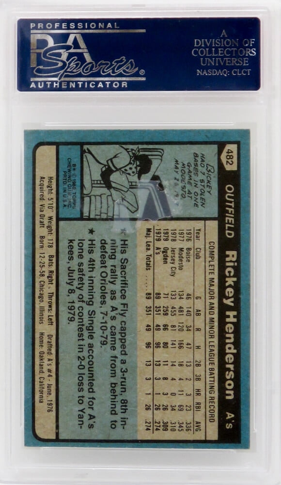 その他 Rickey Henderson RC 1980 Topps #482 PSA7 Rickey-Henderson-Oakland-A-s-