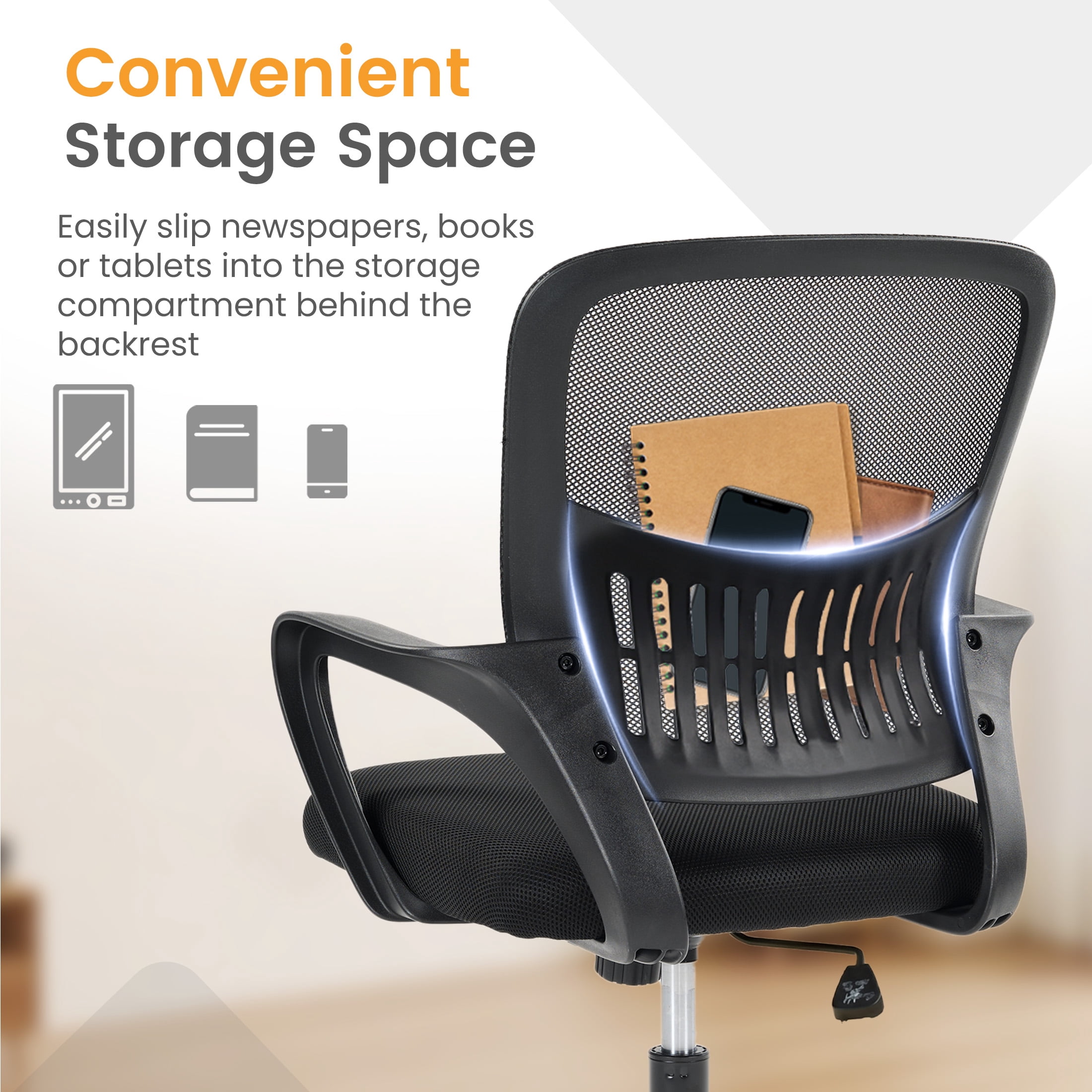 CONCETTA Office Chair, Ergonomic Mesh Back Computer Desk Chair with Lumbar Support, Adjustable Swivel Executive Office Task Chair for Home and Work, Black