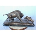 thumbnail image 4 of Nifao Charging bison v. Wolves bronze statue – Home Decor Sculpture, 36"L x 17"W x 17"H, 4 of 13