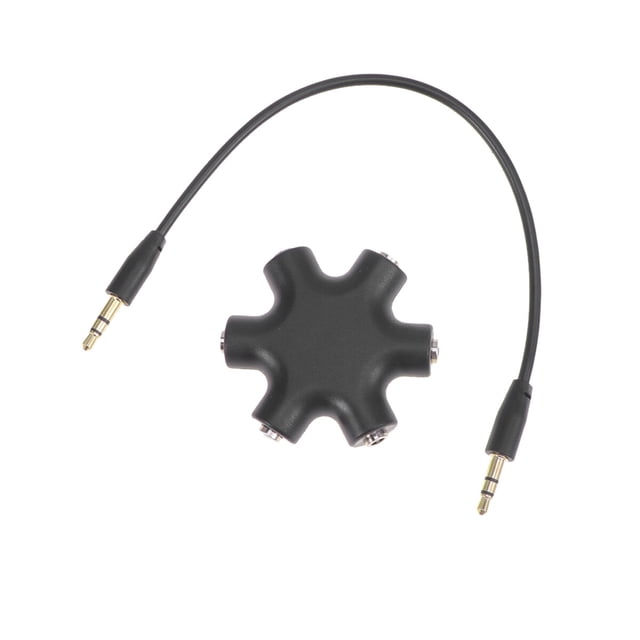 Shisuyan Hexangular Headphone Jack Splitter 5 Way 6 Port Female Audio Connector Adapter for Phone Music Player PC (Black)