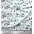 thumbnail image 1 of Soimoi White polyester Crepe Fabric Flower Leaves Decor Fabric Printed BTY 52 Inch Wide, 1 of 1