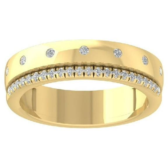ARAIYA FINE JEWELRY 14K Yellow Gold Diamond Wedding Band Ring (1/4 cttw, I-J Color, I2-I3 Clarity) Size 7