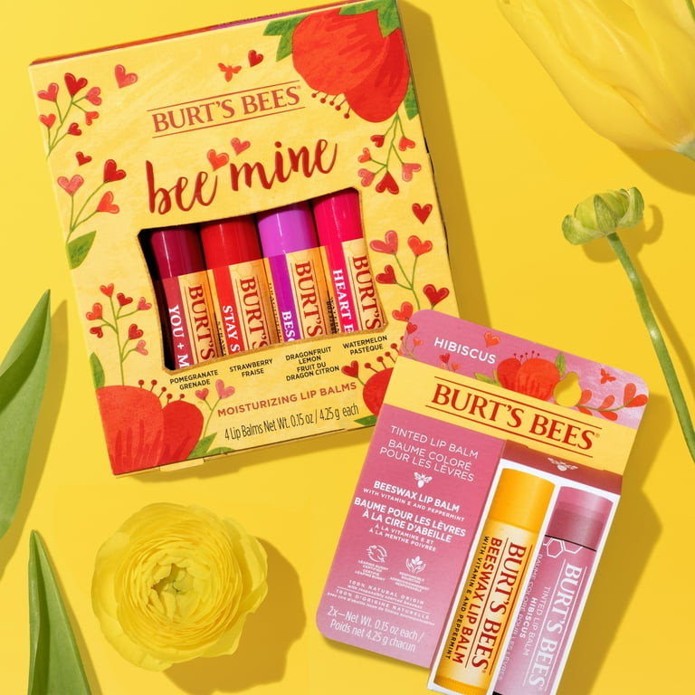 Burt's Bees Bee Mine Lip Balm Gift Set, 4 Personalized Lip Balms