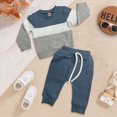 thumbnail image 2 of HCNTES Baby Boy Winter Clothes Toddler Boys Clothes Fall Winter Outfit Sets, Baby Boys 6 12 18 24 Months 2T 3T 2Pcs Color Block Long Sleeve Sweatshirt Pullover Tops + Joggers Pants Outfit Set, 2 of 4
