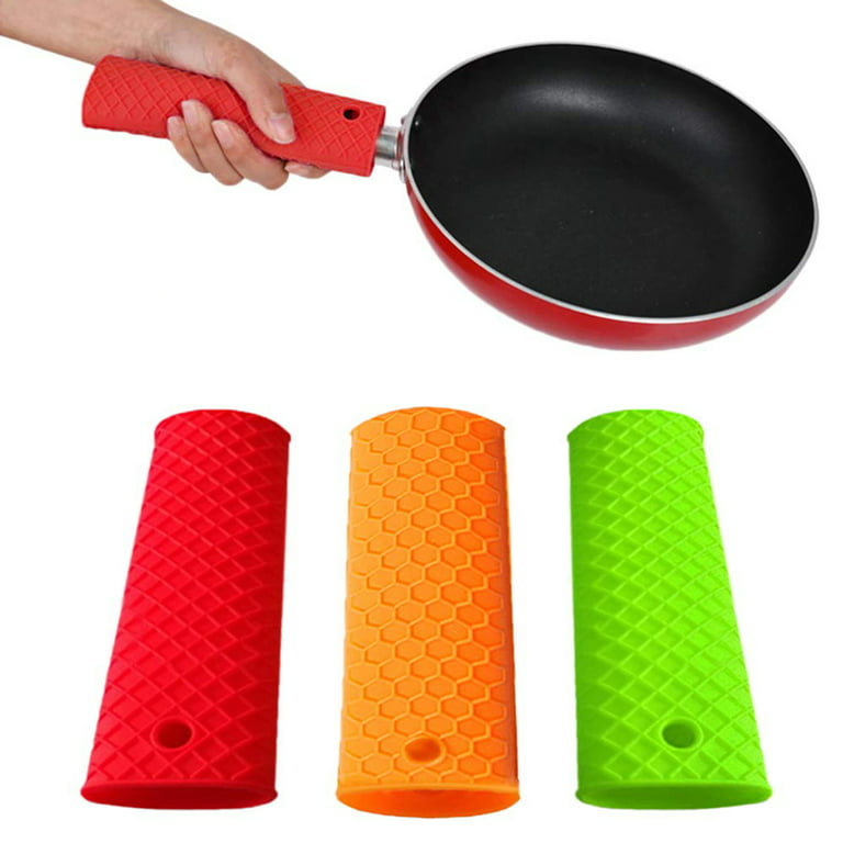 Tecoail 8 Pcs Heat Resistant Silicone Pot Handle Covers - Universal Fit for  Pots and Pans, Silicone Handles for Cast Iron Pans, Protects Hands from