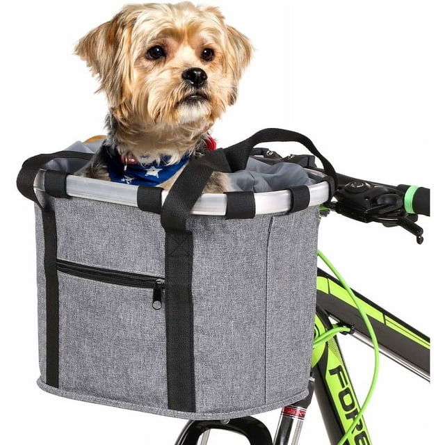 Cesta plegable para bicicleta, bolsa transportadora para perros y gatos pequeños, cesta para manillar, cesta plegable para bicicleta para mascotas, 7 colores, 34 28 25cm