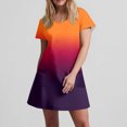 thumbnail image 6 of GaThRRgYP Women's Beach Short Sleeve Dress,Women's Fashion Summer Gradient Short-sleeved V-neck Casual Dress Orange XL, 6 of 8