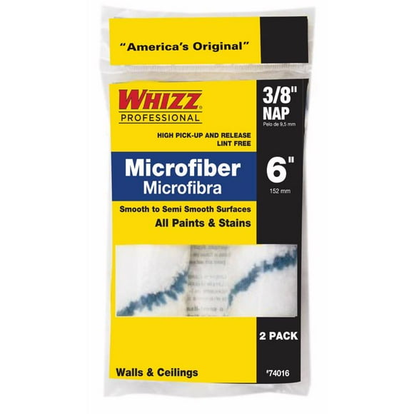 Funda para rodillo de pintura Whizz, microfibra, 15 cm de ancho x 1 cm, tamaño mini, paquete de 2