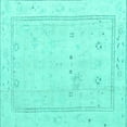 thumbnail image 1 of Ahgly Company Machine Washable Indoor Square Oriental Turquoise Blue Traditional Area Rugs, 6' Square, 1 of 4
