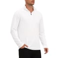 thumbnail image 4 of INSPIRE CHIC Men's 1/4 Pullover Zip Long Sleeve Sun Protection Athletic T-Shirts M White, 4 of 6