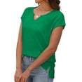thumbnail image 4 of Uaswgudfs Womens Top Cute Summer Cotton Tops V Neck Cap Sleeve Tshirts Loose Fit Casual Basic Shirts Loose Top Tees, 4 of 7