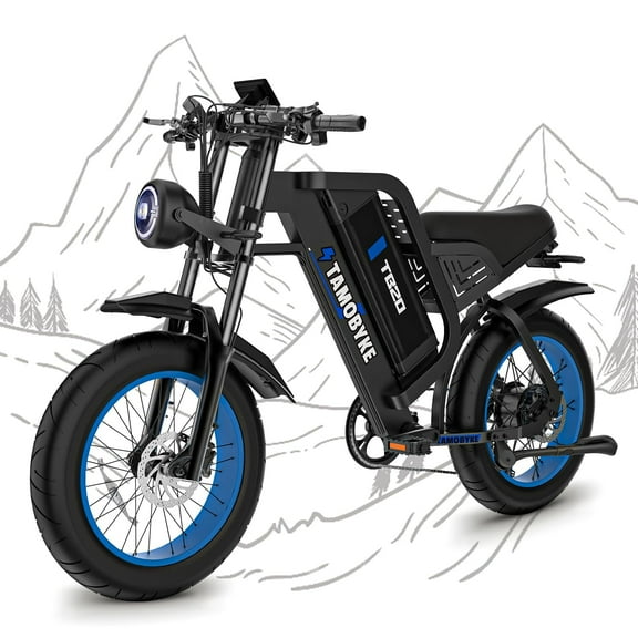 Tamobyke TB20 Electric Bike for Adults, Peak 2000W 35mph 48V 25Ah Mountain Ebike,20" Fat Tire Full Suspension UL2849