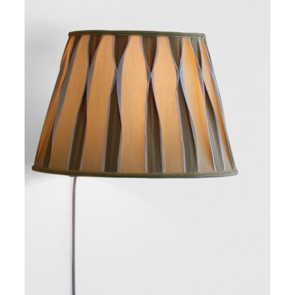Floating Shade Plug-In Wall Light Beige/White Pinched Pleat Shantung Fabric 10x16x11